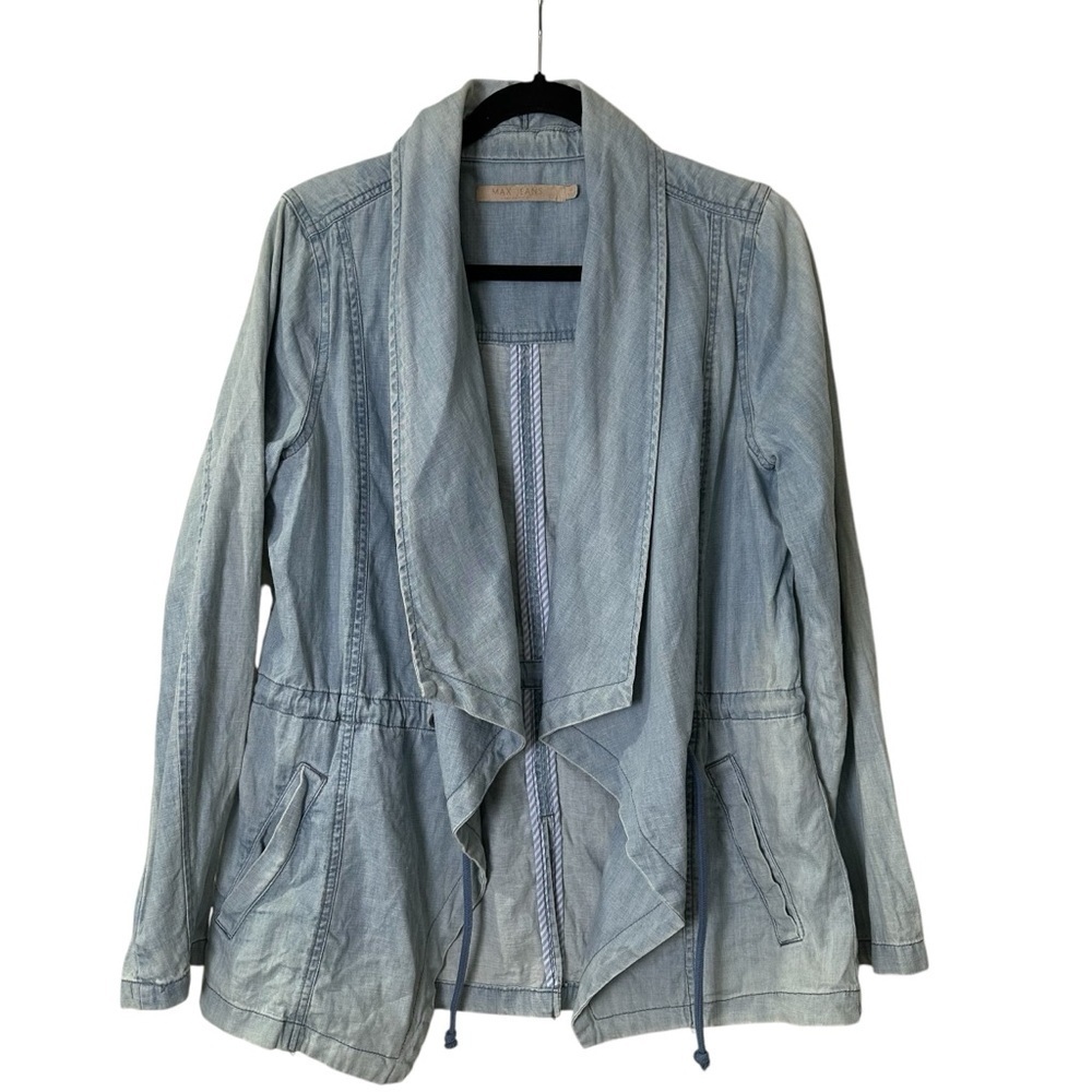 Max Jeans Women’s M Light Wash Denim Open Front Jacket